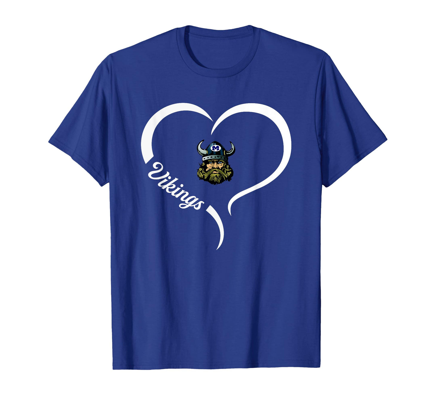 Miamisburg Vikings Logo Half Heart Slogan HS T-Shirt