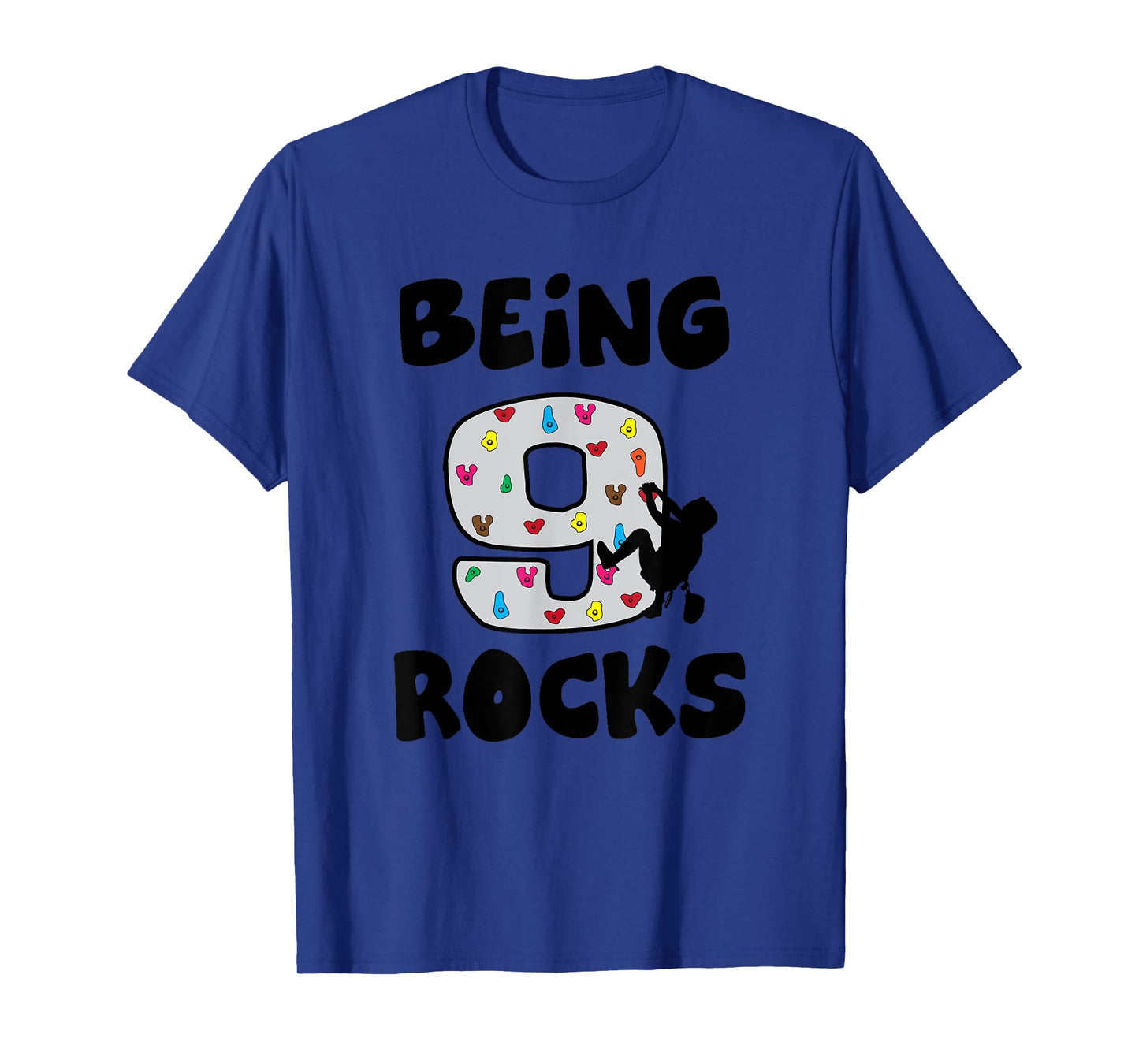 Rock Climbing Funny 9 Years Old 9th Birthday Gift For Kids T-Shirt