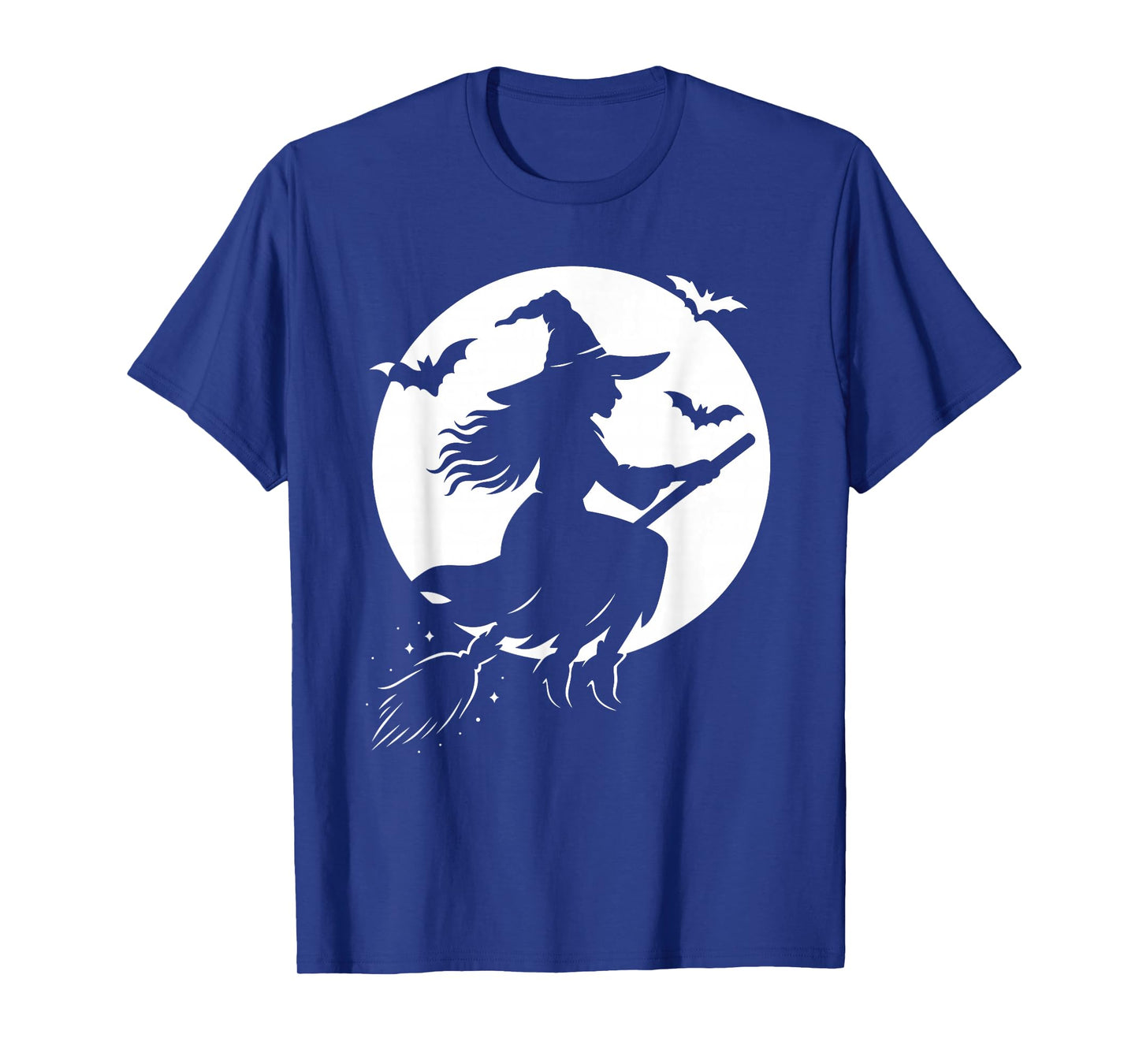 Halloween Witch on Broom Moon Silhouette Spooky Samhain Art T-Shirt