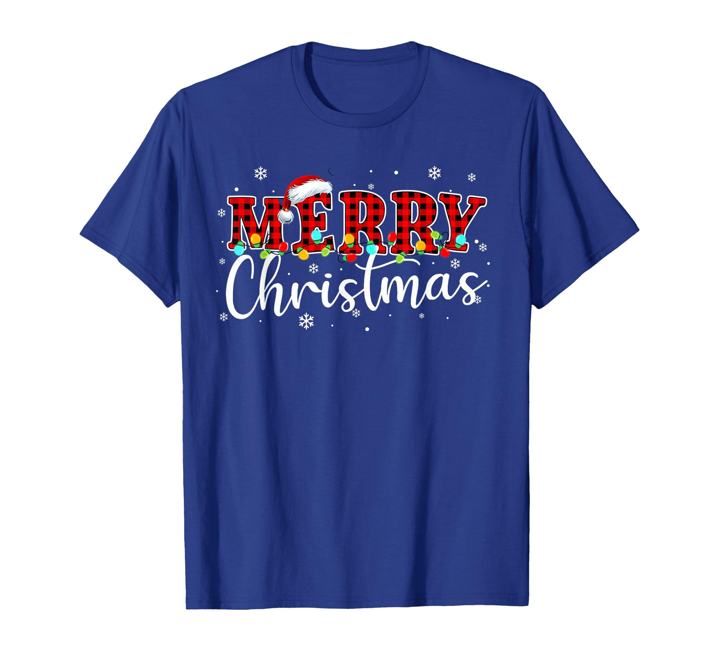 Merry Christmas Buffalo Plaid Red Santa Family Xmas Pajamas T-Shirt