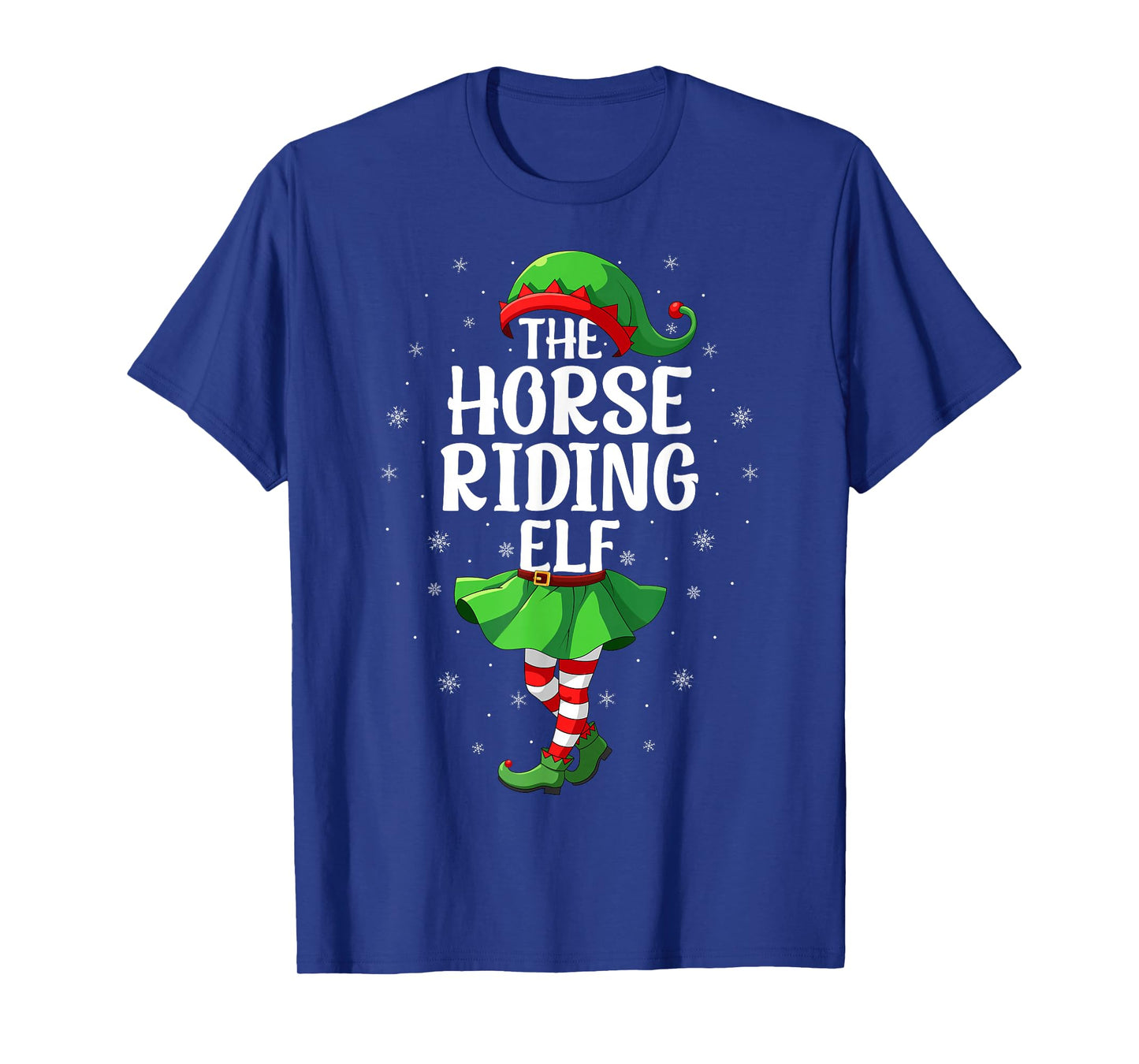 Horse Riding Elf Christmas Girls Women Elf Squad Xmas Family T-Shirt