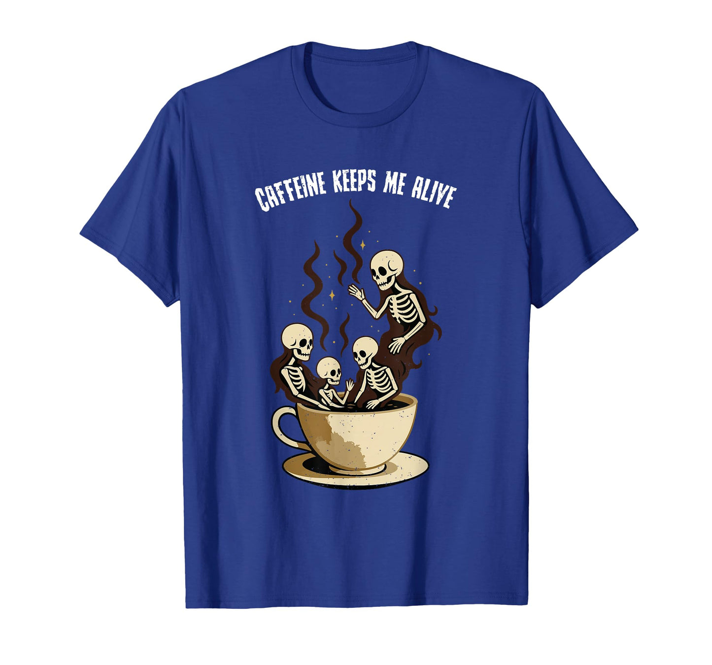 Caffeine Keeps Me Alive Halloween Skeleton Coffee Lover T-Shirt