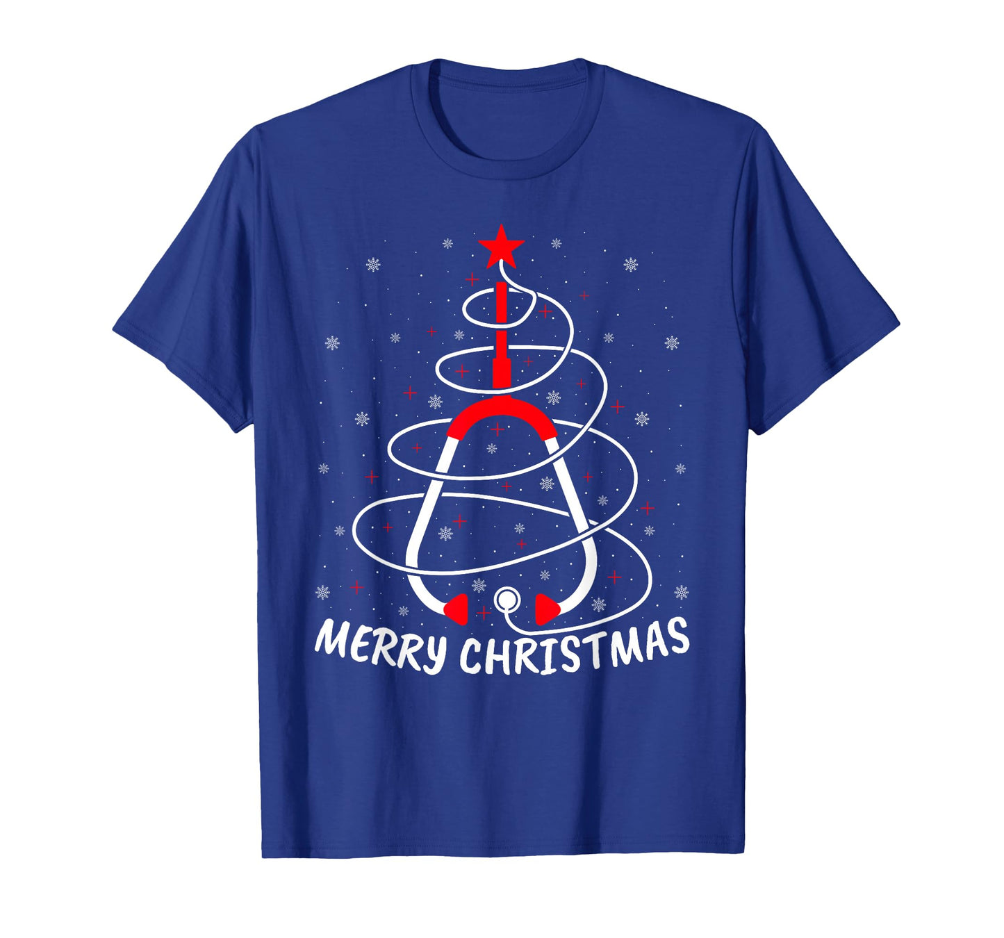 Nurse Stethoscope Christmas Tree Lights Funny Nurse Xmas T-Shirt