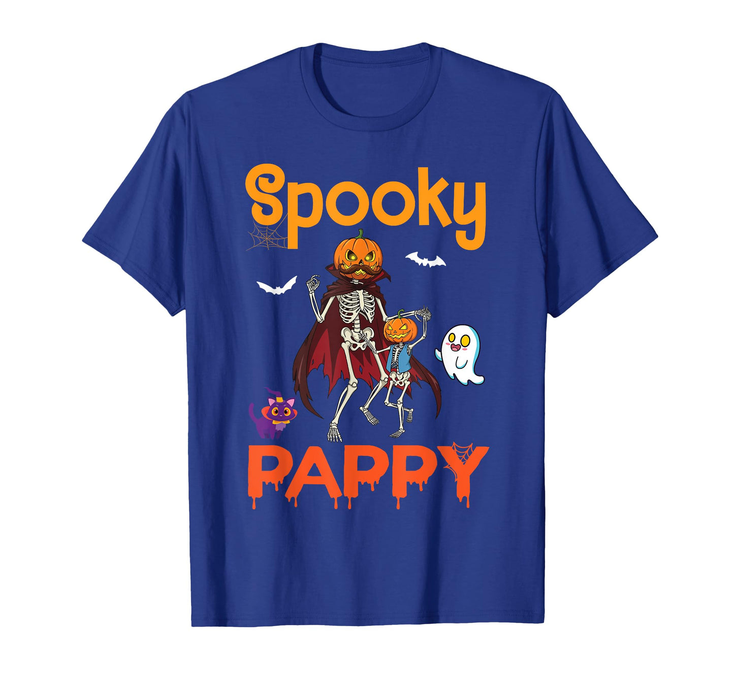 Spooky Pappy Skeletons Dancing with Pumpkin Head and Ghost T-Shirt