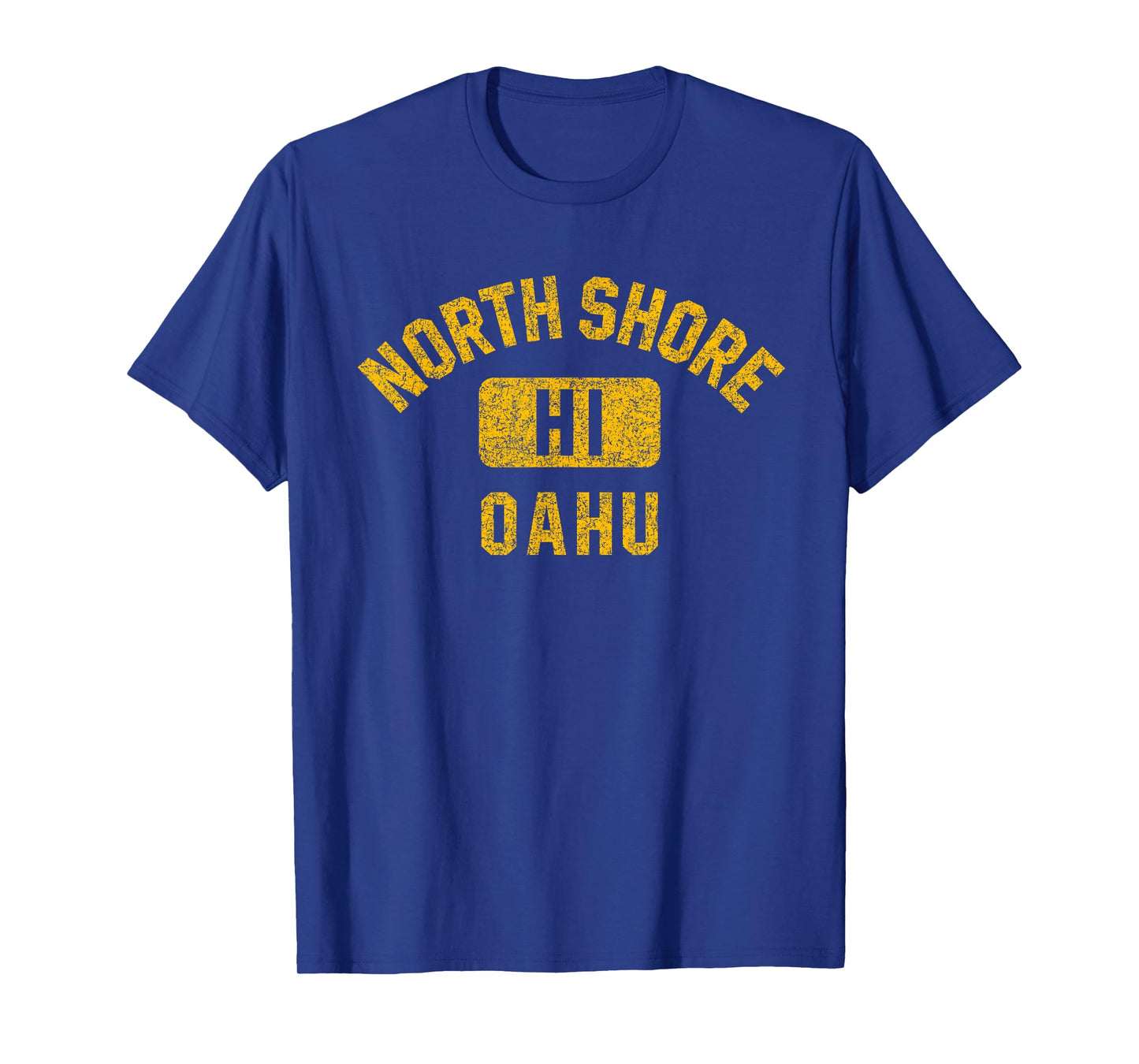 North Shore Oahu Gym Style Distressed Amber Print T-Shirt