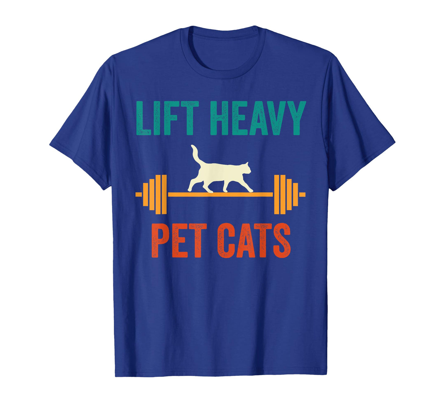 Lift Heavy Pet Cats Funny Gym Workout Weight Lifter Retro T-Shirt