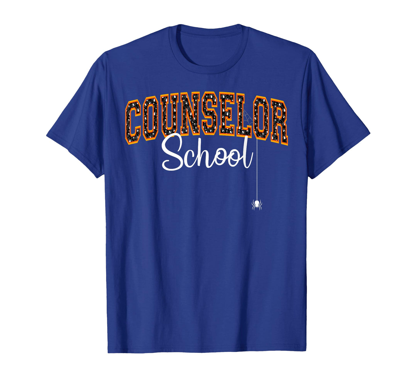 School Counselor Halloween Spiders Varsity Letters T-Shirt
