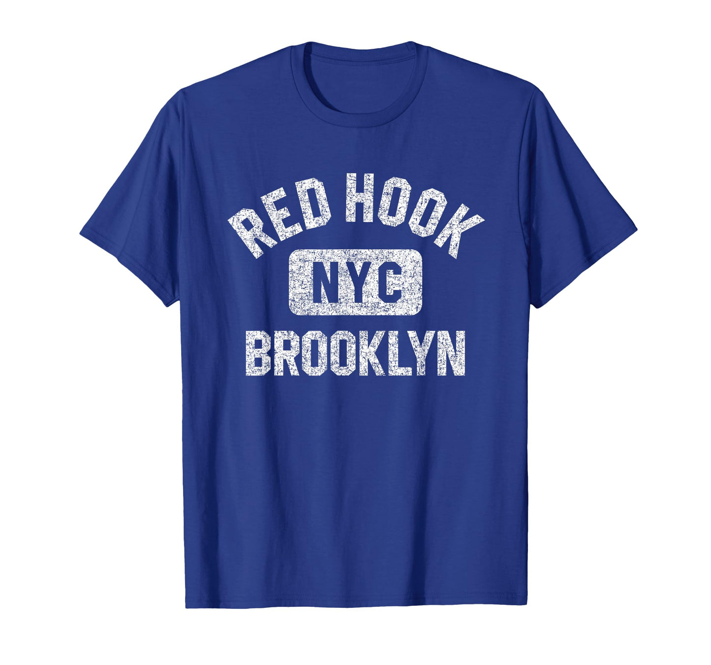 Red Hook Brooklyn NYC Gym Style Distressed White Print T-Shirt