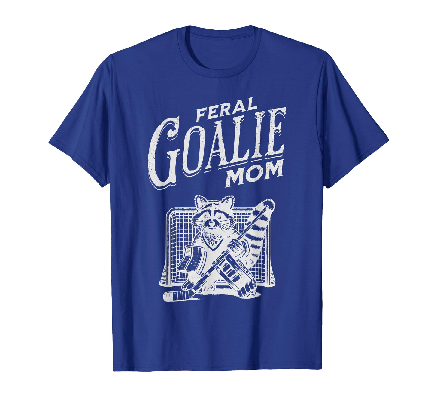Retro Feral Goalie Hockey Mom Raccoon Ice Hockey Player T-Shirt