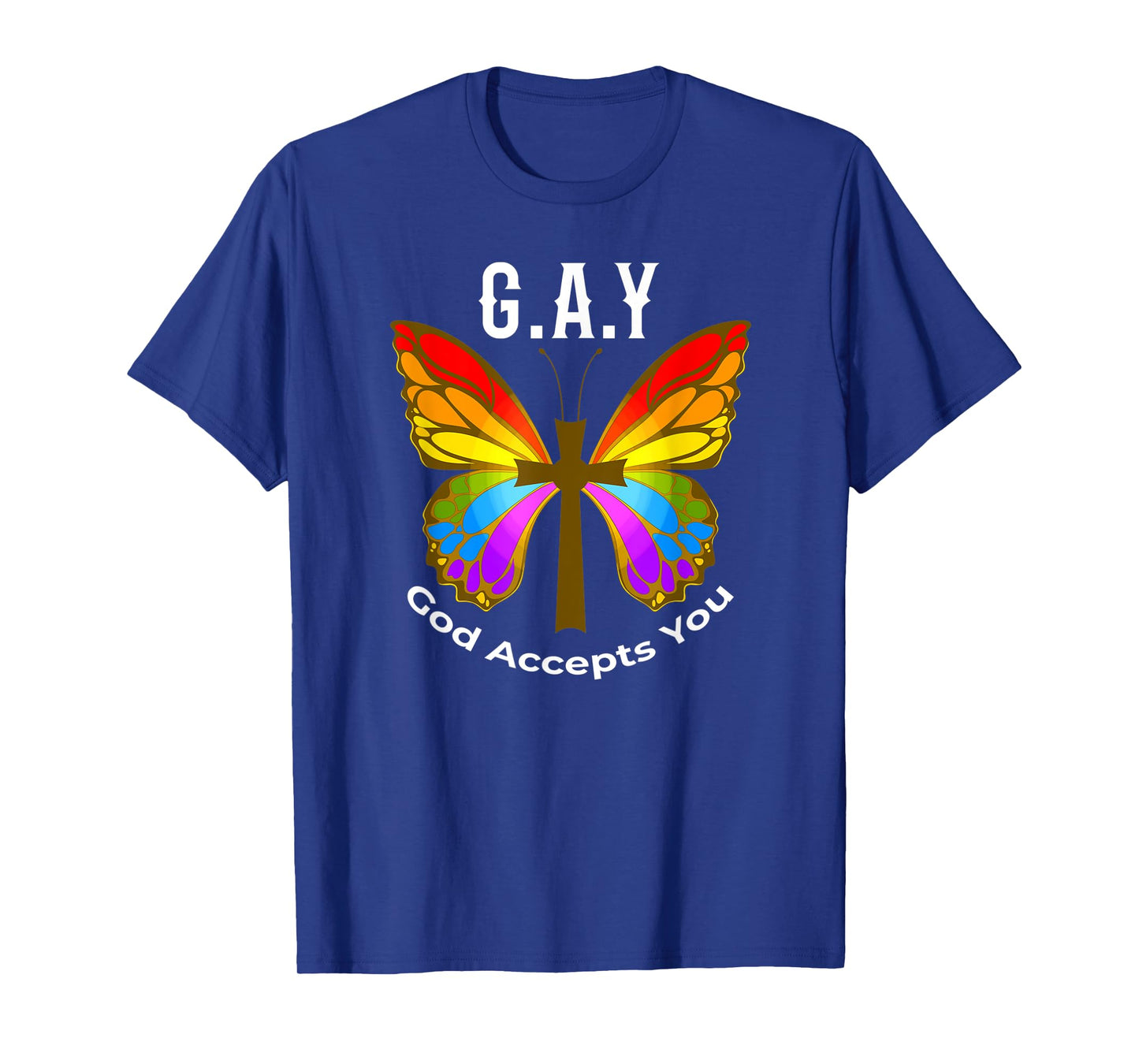 God Accepts You Gay Christian Pride Flag Rainbow Butterfly T-Shirt