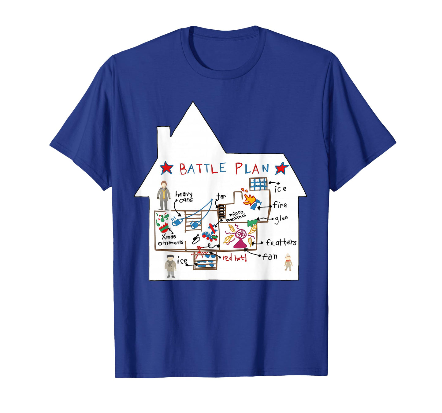 Funny Battle Plan Christmas Home Kids Hand Drawn Alone Xmas T-Shirt