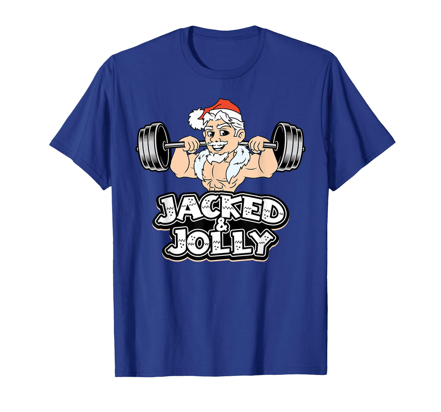 Jacked And Jolly Christmas Gym Workout Santa Lifting Funny T-Shirt