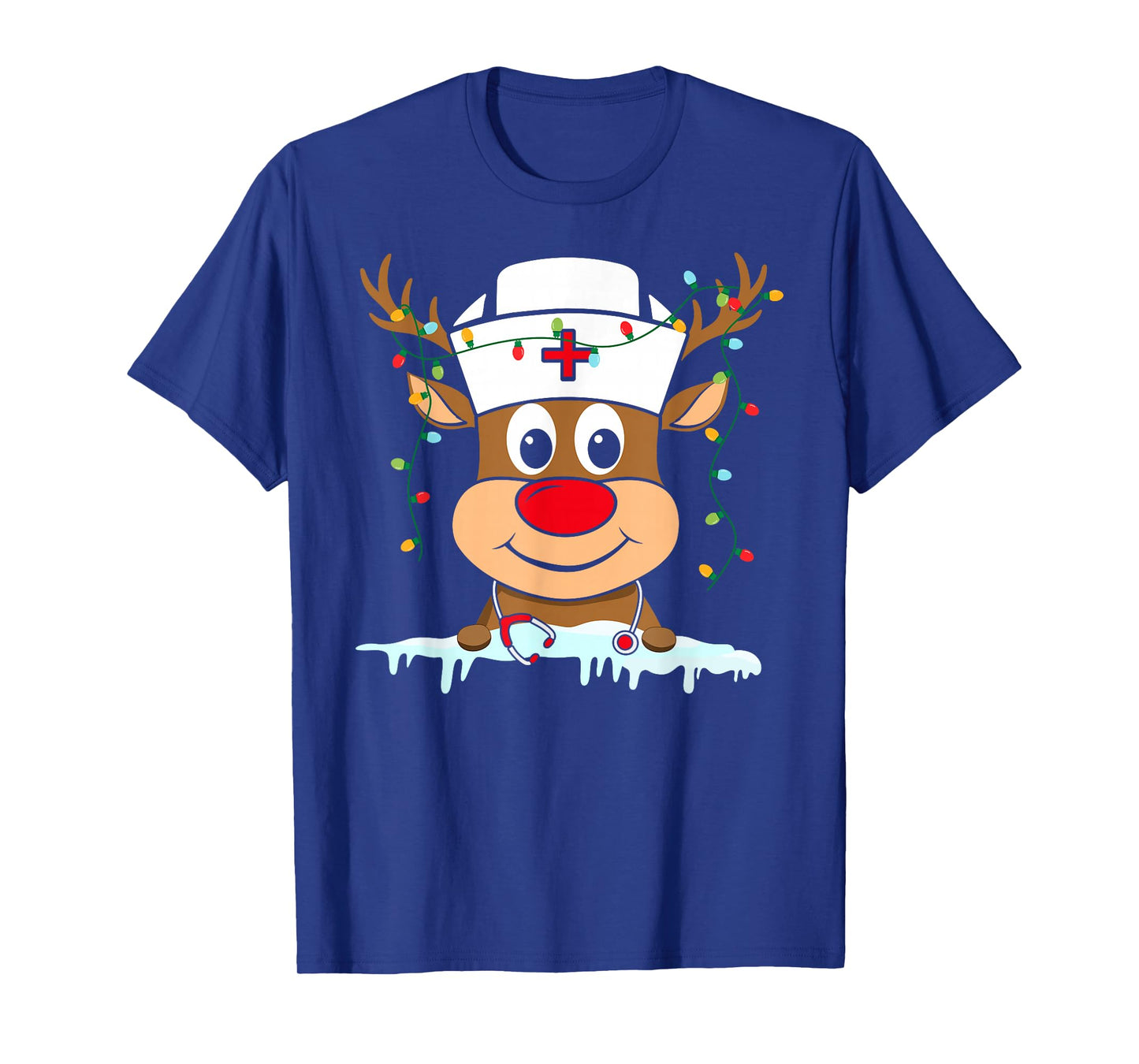 Reindeer Nurse Xmas Nursing Scrub Tops Christmas Pajamas T-Shirt