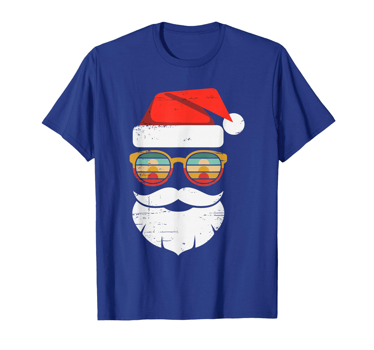 Retro Santa Face Sunglasses Santa Hat Christmas Boys Men T-Shirt