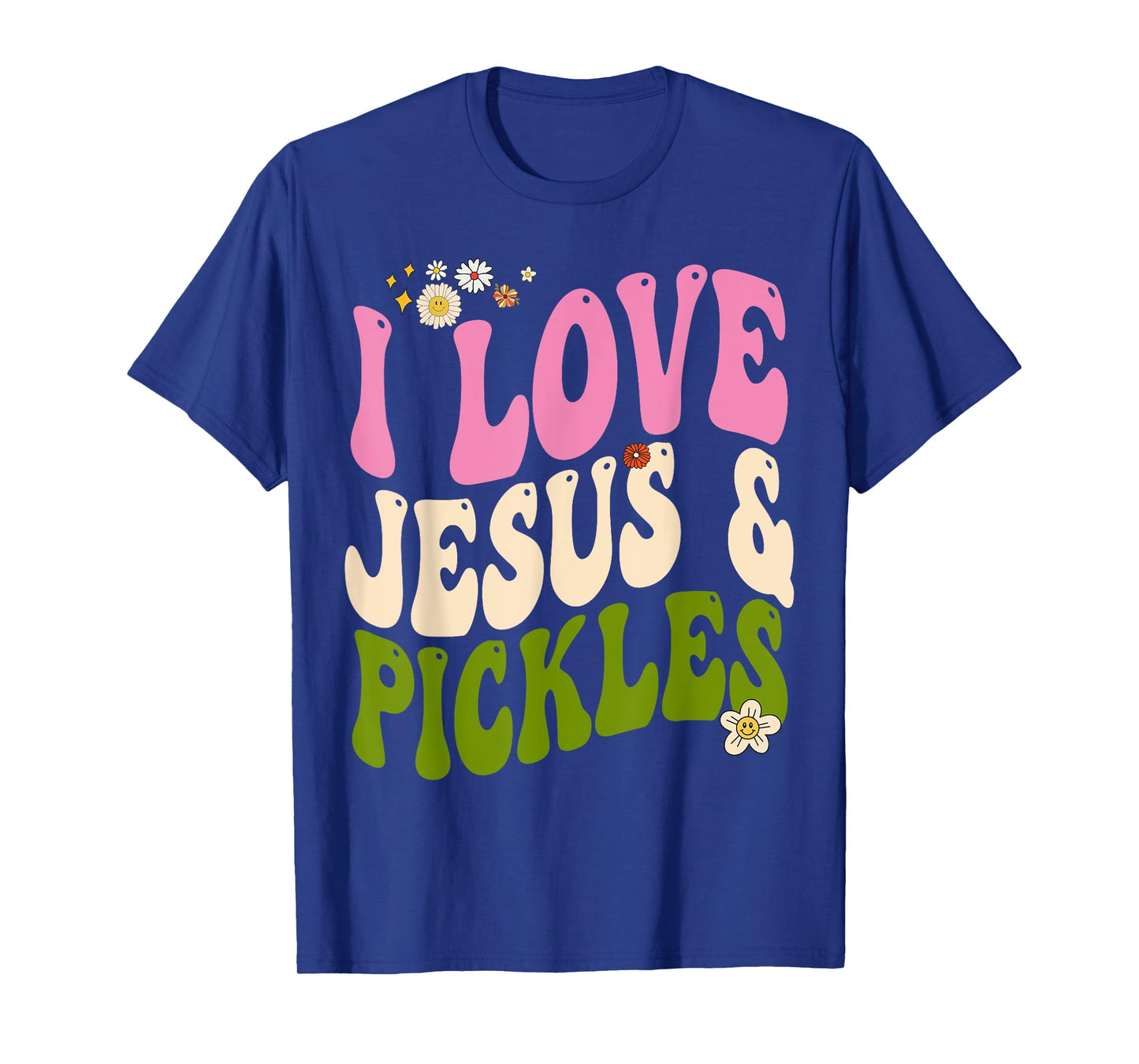 Hippie Groovy I Love Pickles & Jesus Pickle Retro Vegetarian T-Shirt