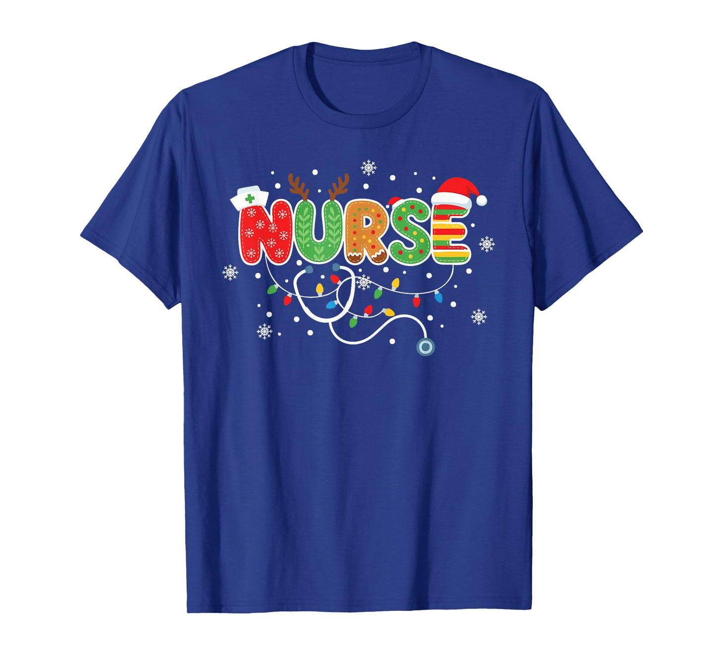 Stethoscope Santa Hat Reindeer Xmas Christmas Nurse T-Shirt