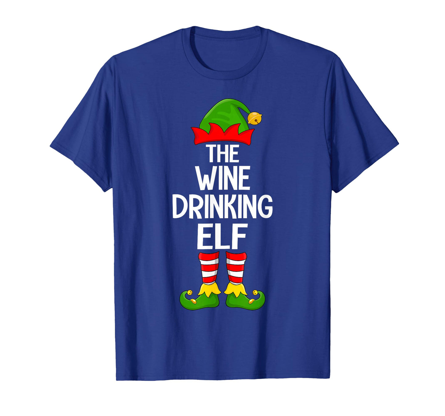 Wine Drinking Elf Xmas Matching Family Elf Squad Christmas T-Shirt