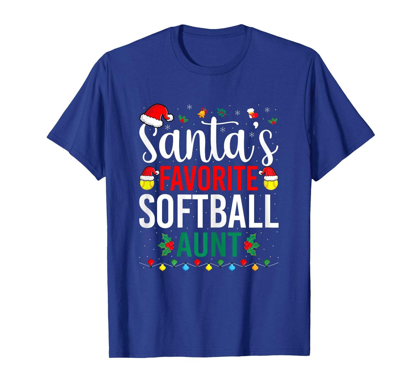 Santa's Favorite Softball Aunt - Christmas Softball Auntie T-Shirt