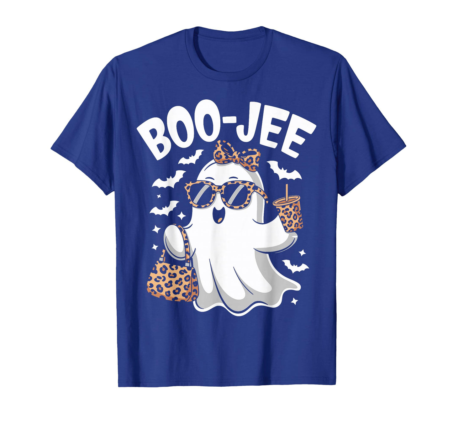 Coquette Leopard Ghost Coffee Boo-JEE Halloween Boujee Ghost T-Shirt