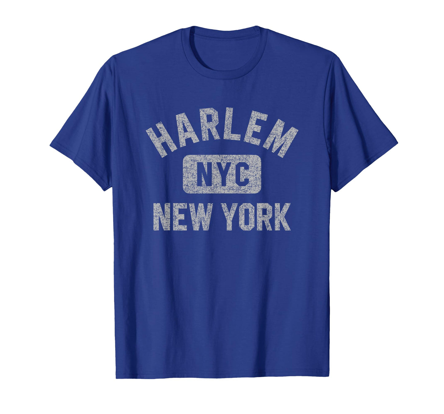 Harlem New York NYC Gym Style Distressed Gray Print T-Shirt