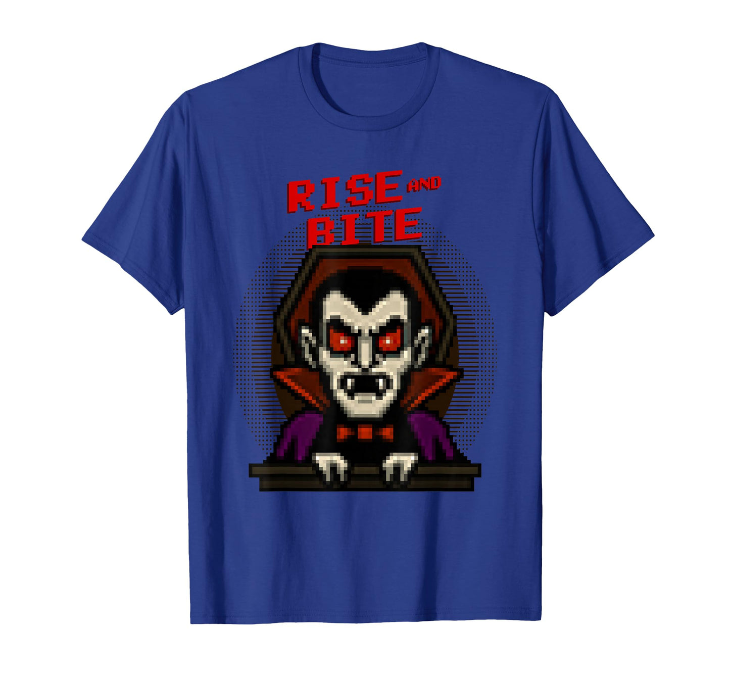 Rise and Bite Funny Pixel Art Vampire Halloween T-Shirt