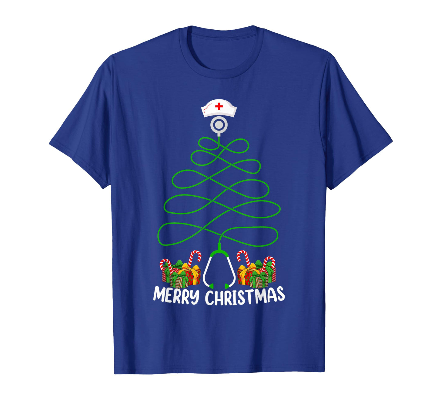 Nursing Girl Women Funny Stethoscope Nurse Christmas Tree T-Shirt