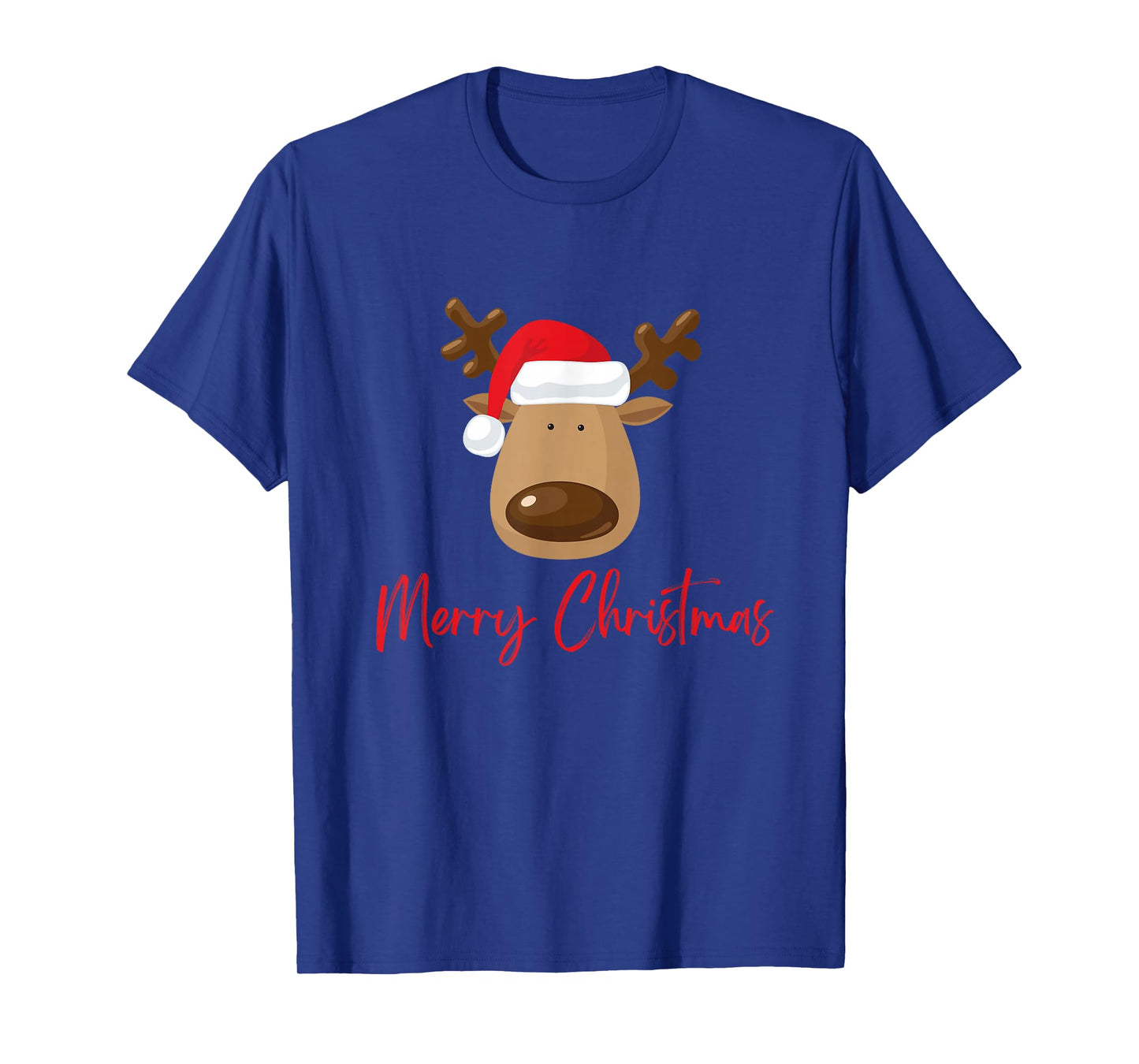Reindeer in Santa Hat Merry Christmas Apparel for Kids T-Shirt