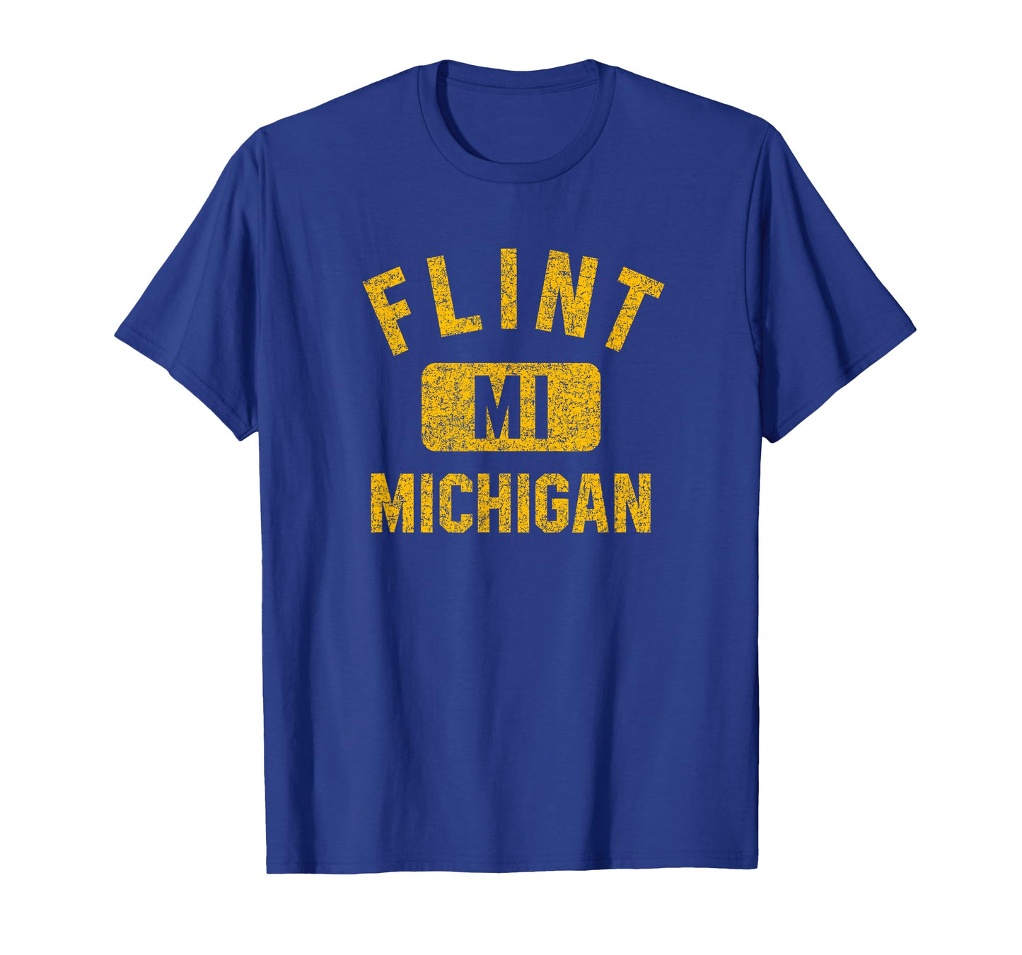Flint Michigan Gym Style Distressed Amber Print T-Shirt
