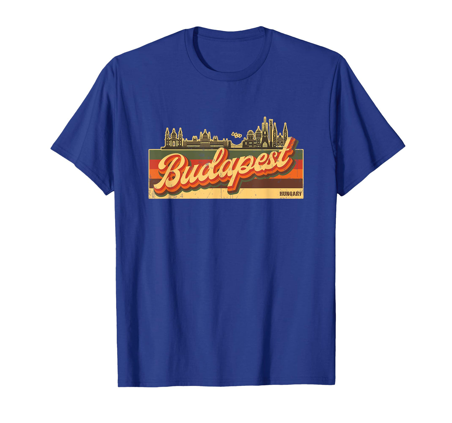 Budapest Skyline & Hungary Retro Stripes - Hungarian Pride T-Shirt