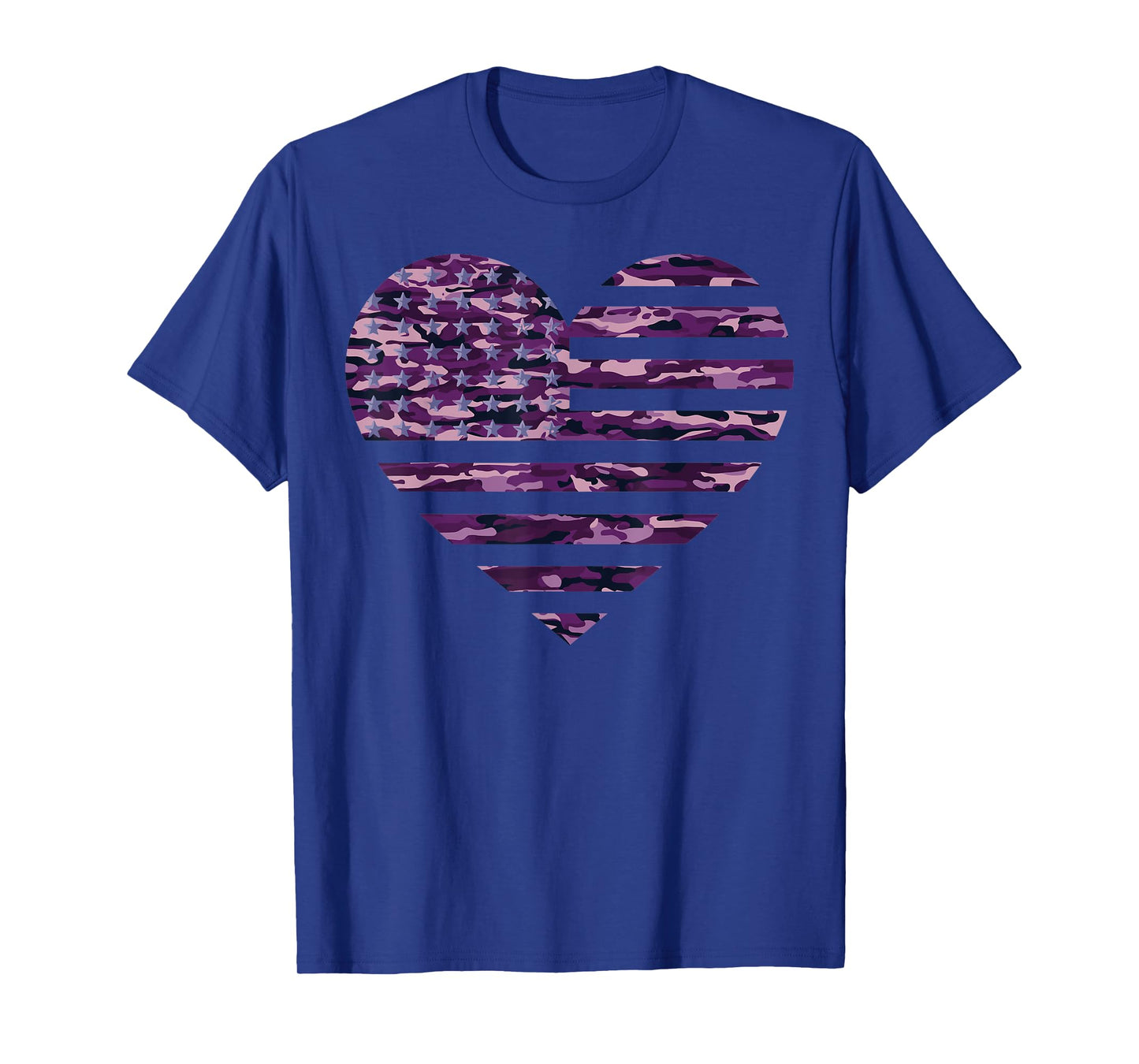 Camo American Flag Heart Camouflage Tactical Purple Military T-Shirt