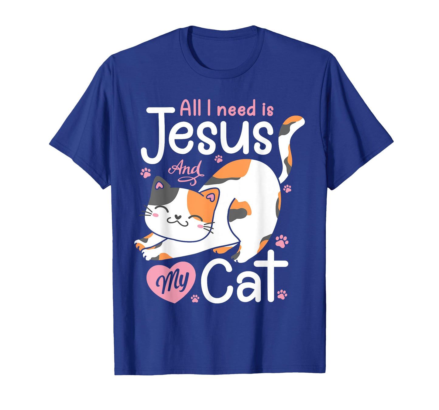 Feline Pawsitive Cat Co All I Need Is Jesus And My Cat Lover Christian Women Girls T-Shirt