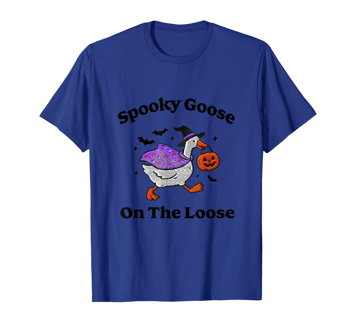 Spooky Goose on The Loose Halloween Funny Witch Pumpkin T-Shirt
