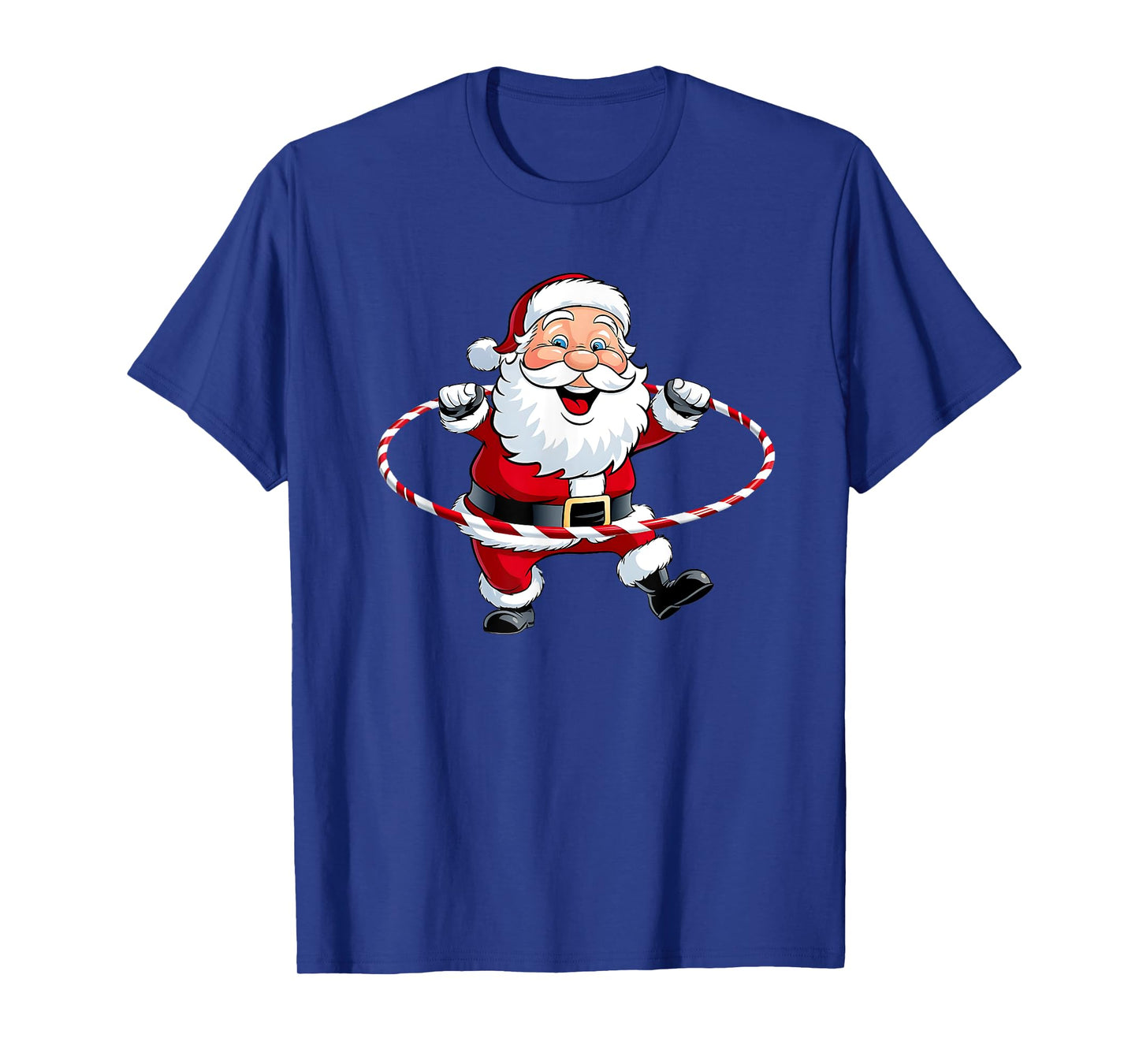 Funny Santa Claus Hula Hooping Exercise Merry Christmas Xmas T-Shirt