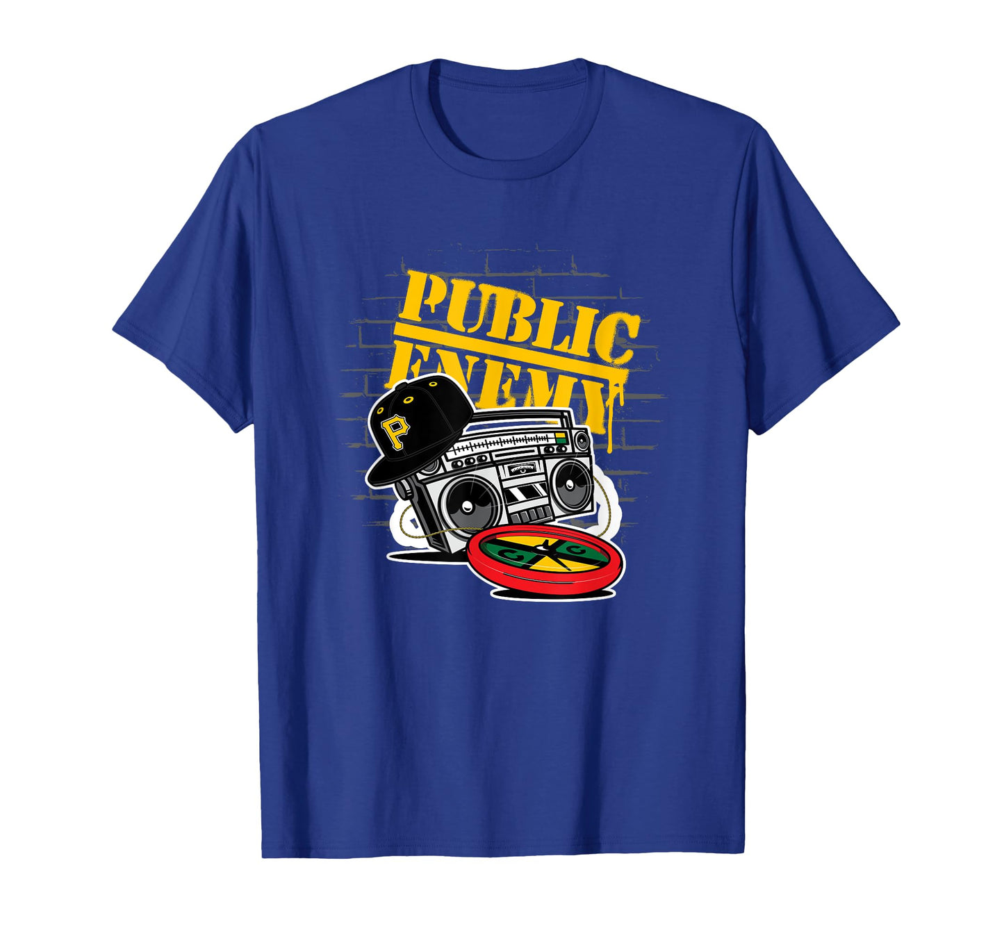 CROSS COLOURS Public Enemy Boom Box T-Shirt | 1990's Vintage Legends | Hip Hop Fans, Unisex-Adults, Unisex-Kids, Short Sleeve, Black, Small
