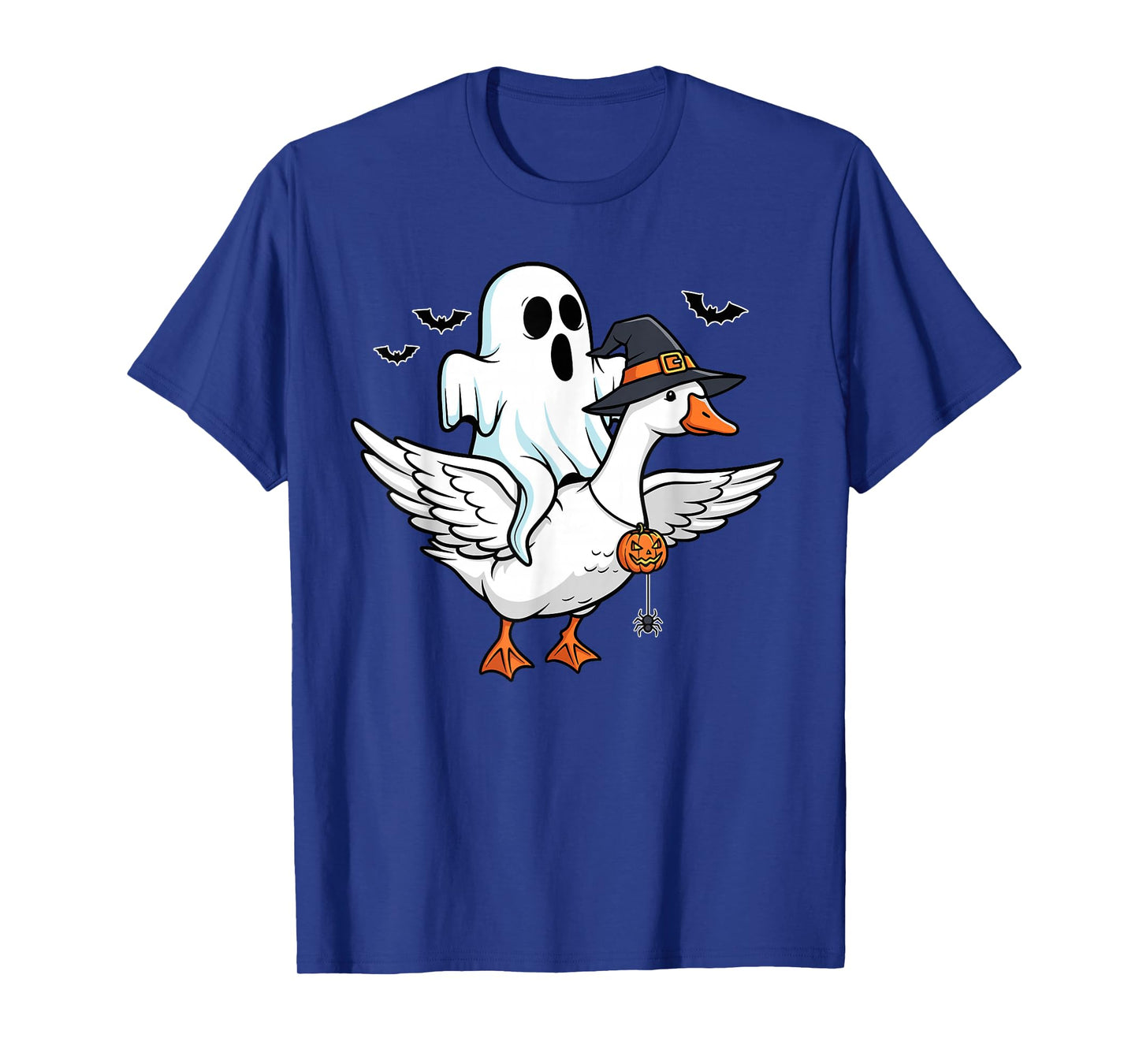 Ghost Riding A Goose Funny Witch Hat Silly Animal Halloween T-Shirt