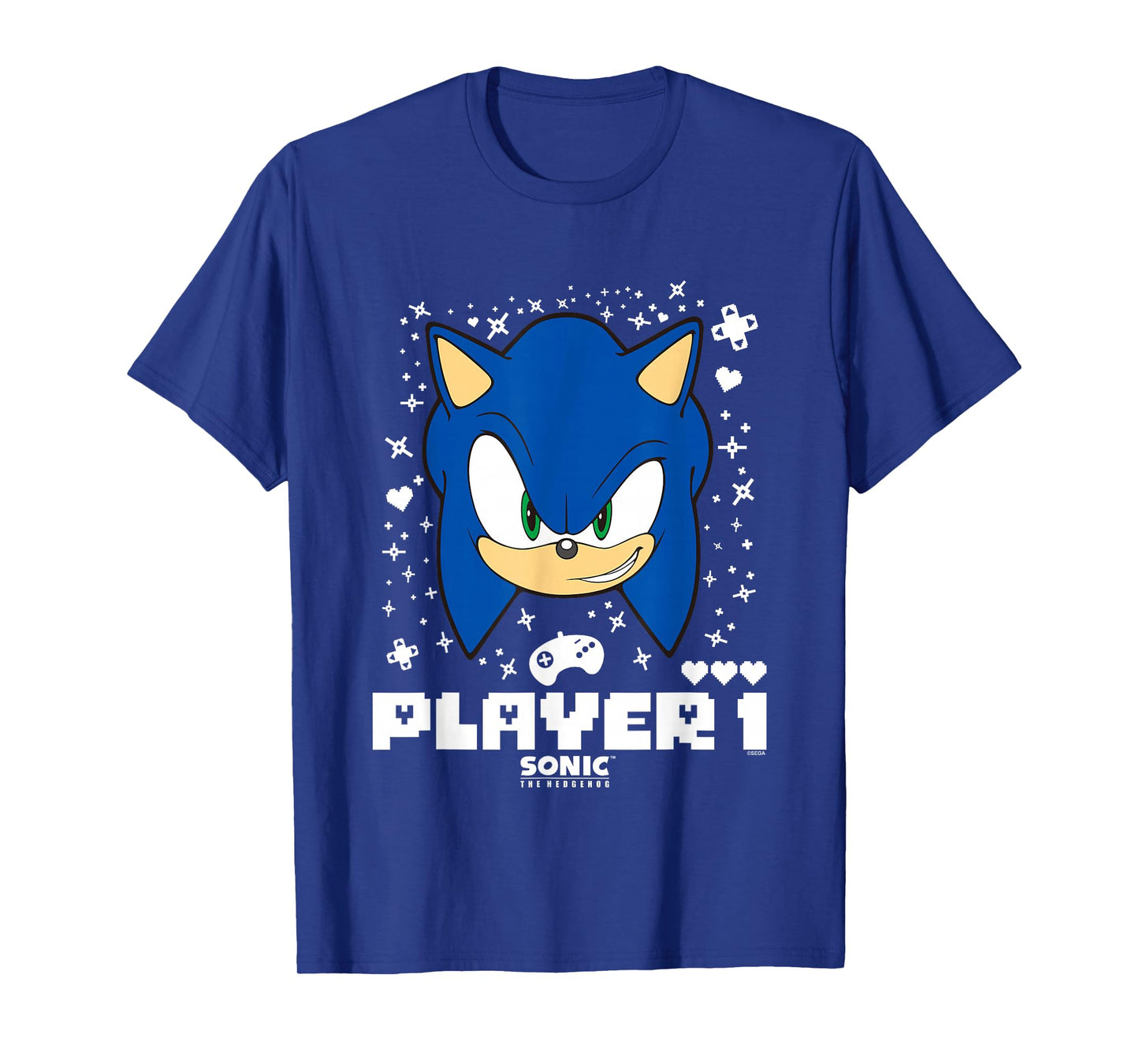 Sonic The Hedgehog Valentine's Day Player 1 Sonic Big Face T-Shirt