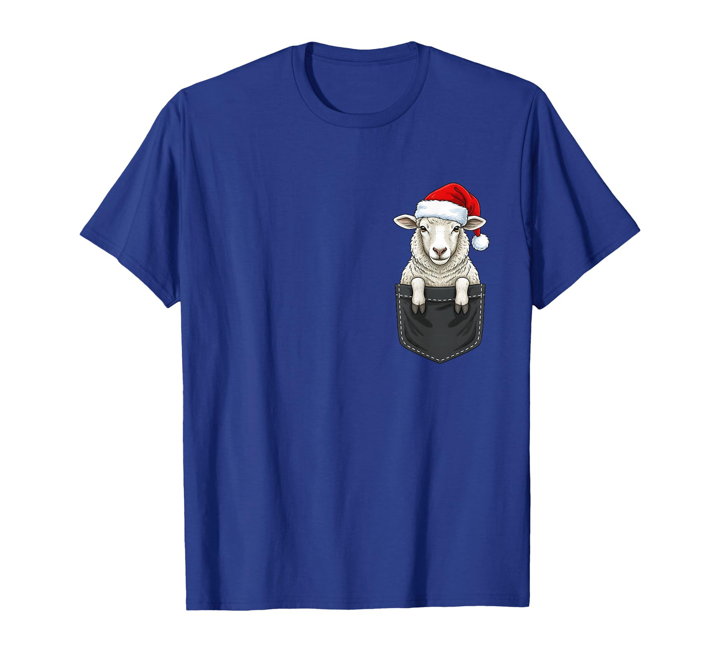 Sheep Christmas Pocket Santa Hat T-Shirt