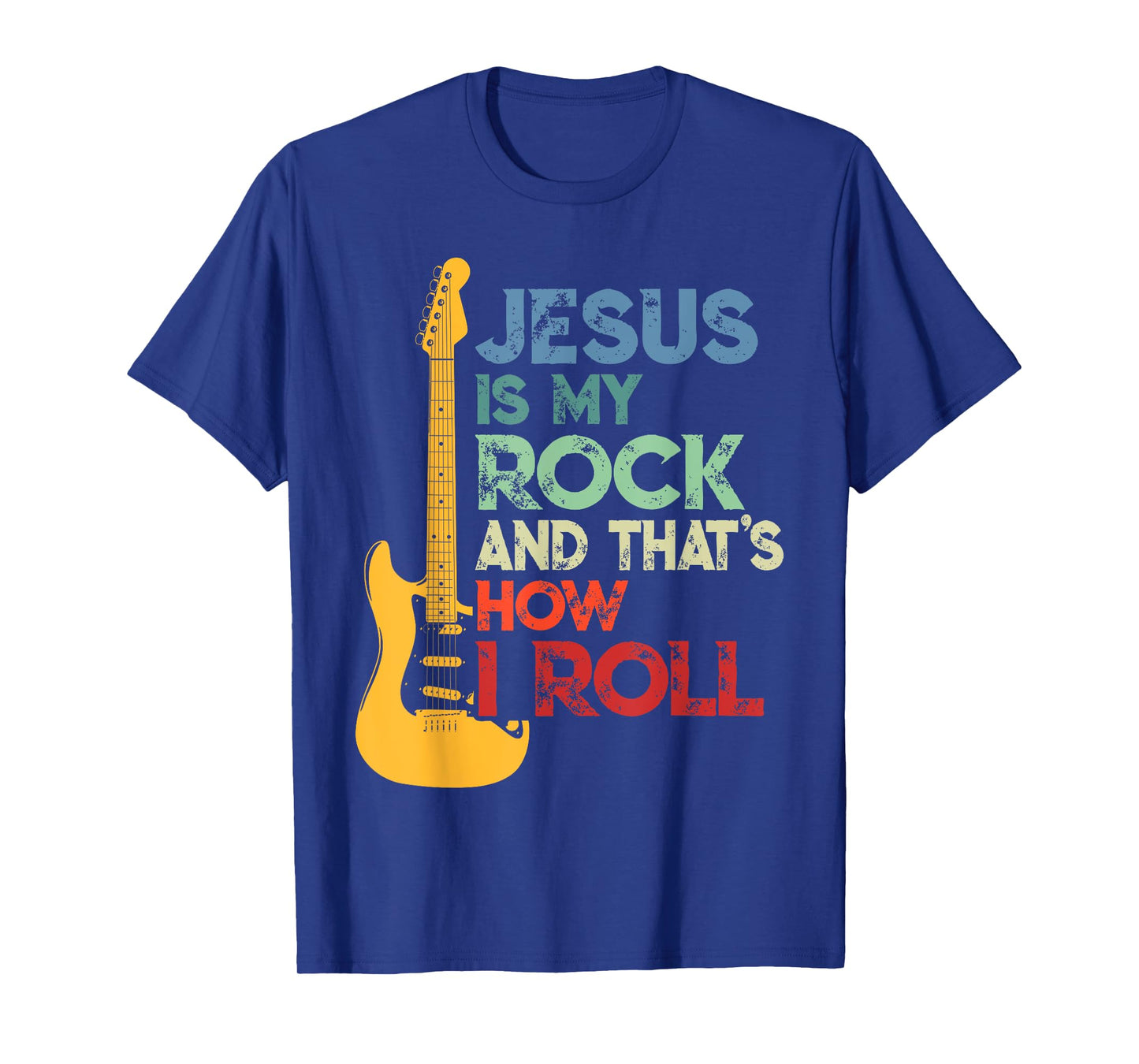 Jesus Is My Rock And That Is How I Roll Christian Guitar T-Shirt