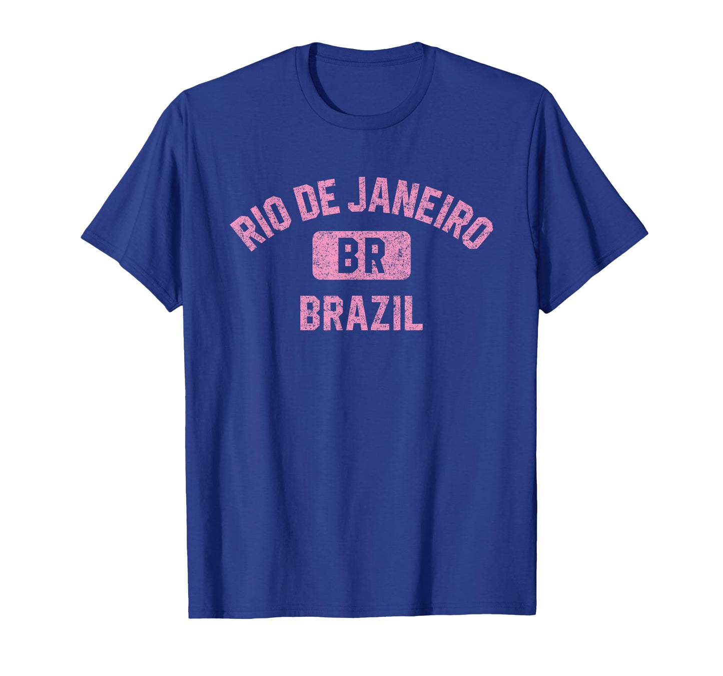 Rio de Janeiro Brazil Gym Style Distressed Pink Print T-Shirt