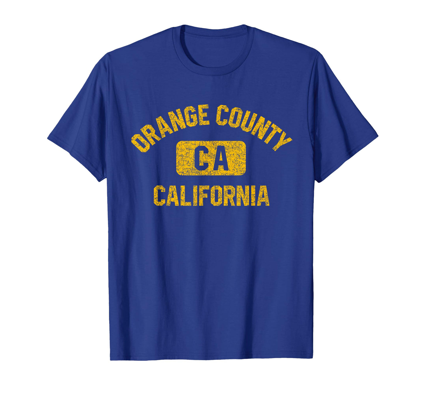 Orange County California Gym Style Distressed Amber Print T-Shirt
