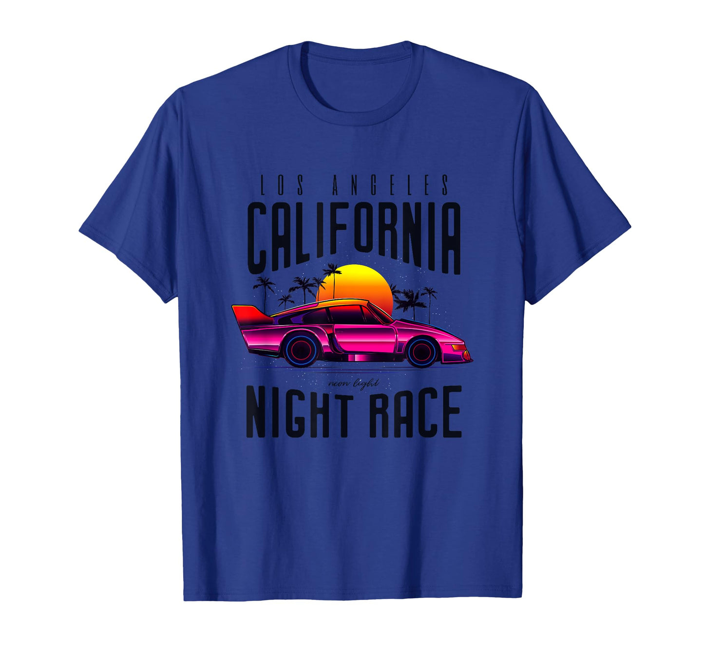 Vintage American California Night Race with Cars Graphic T-Shirt
