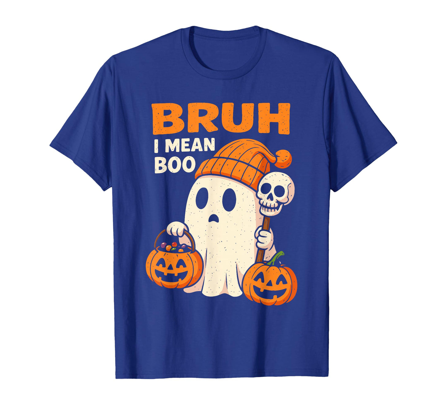 Halloween Bruh Ghost Boo Skull Pumpkin Women Kids Boys Girls T-Shirt