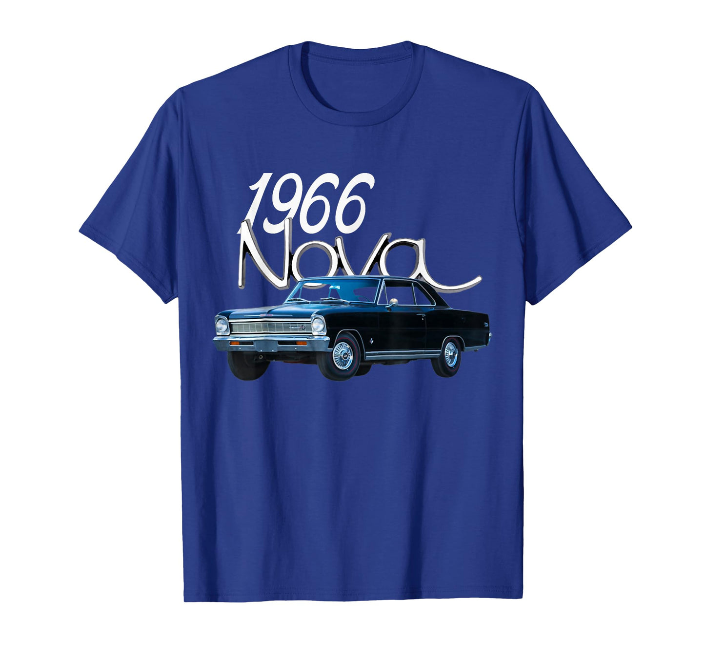 1966 66 Chevys Nova Classic Car Old School Muscle Blue Car T-Shirt