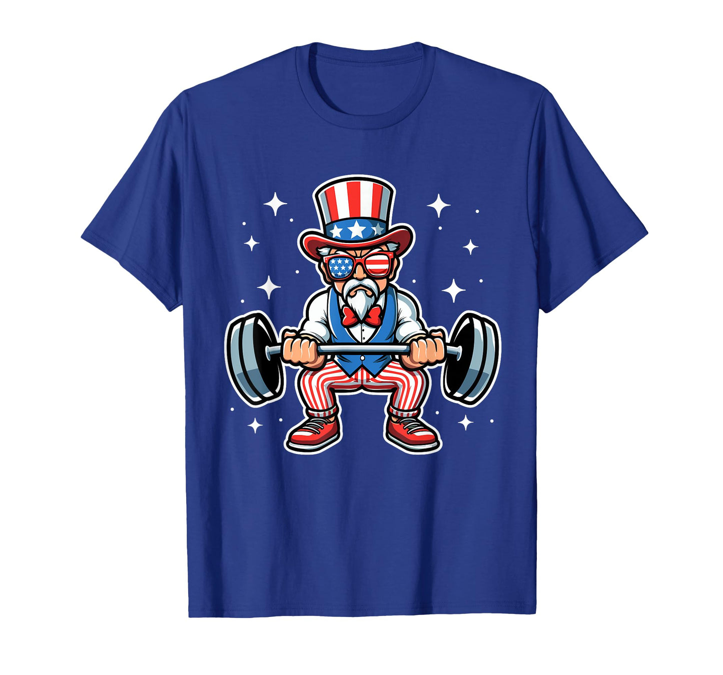 Uncle Sam Weightlifting 4th of July American Flag Workout T-Shirt