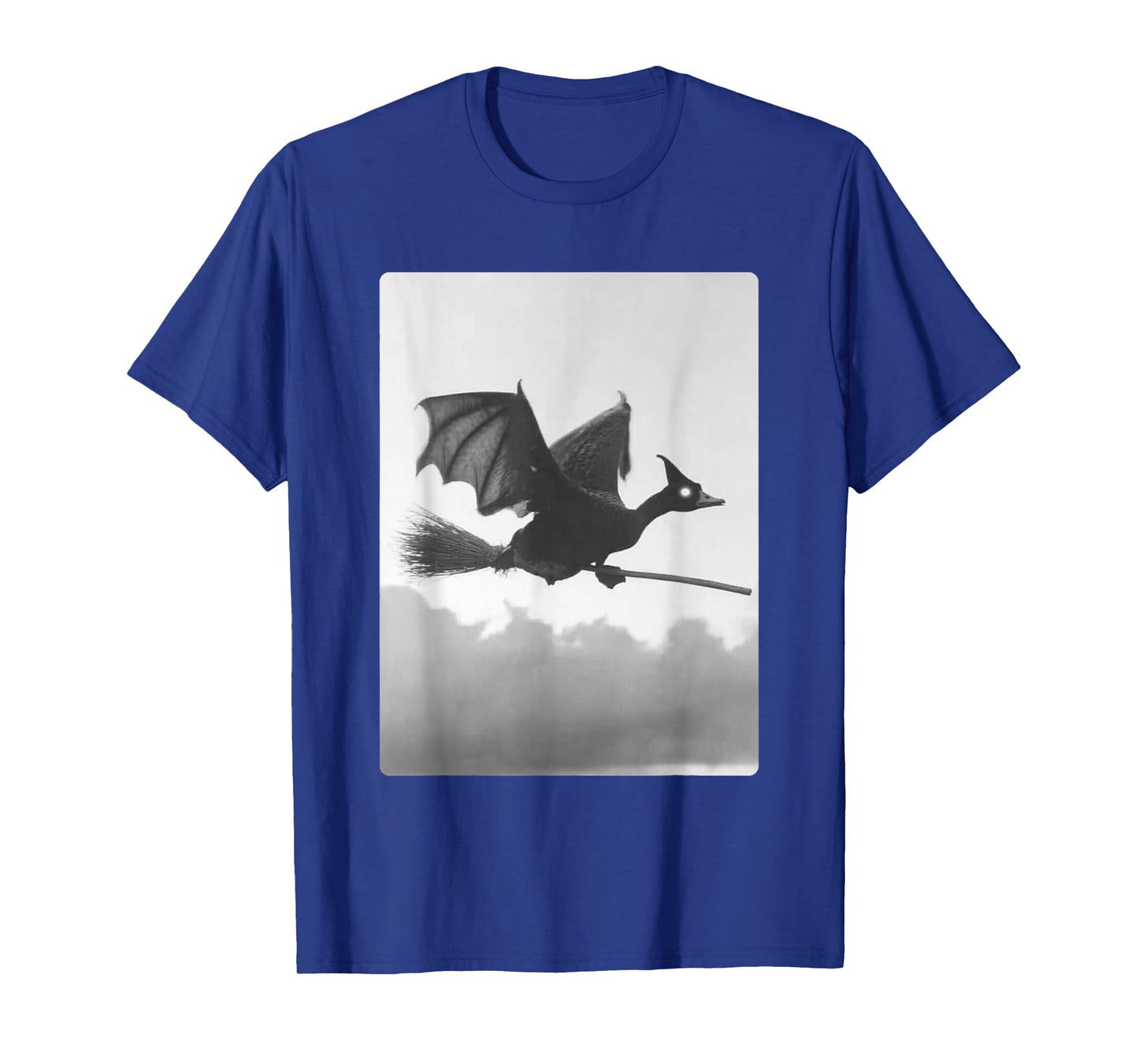 Gothic Goose Witch Broom Bat Wings Spooky Halloween Animal T-Shirt