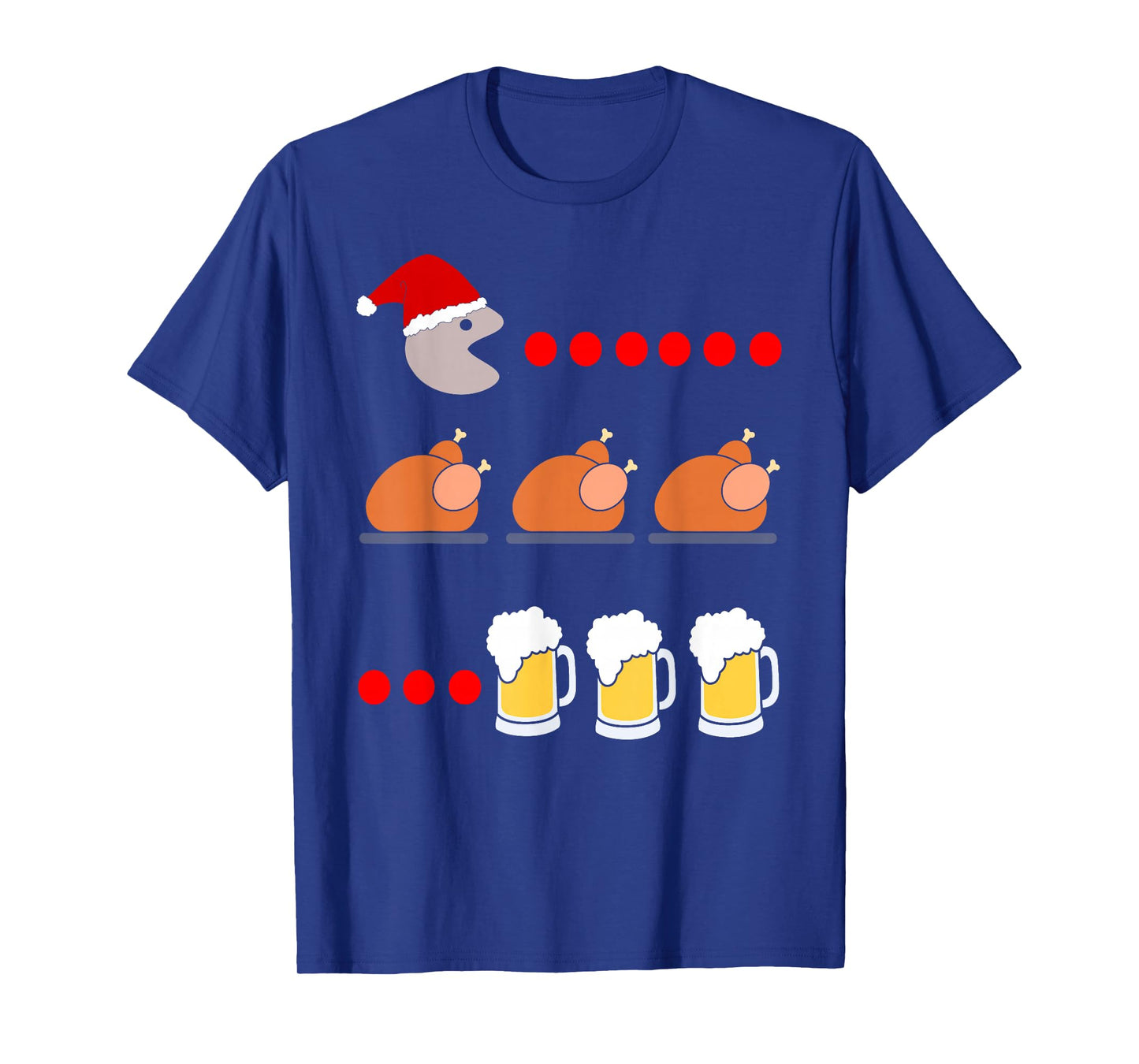 Santa Eats Turkey and Drinks Beer Holiday Gamer Meme T-Shirt