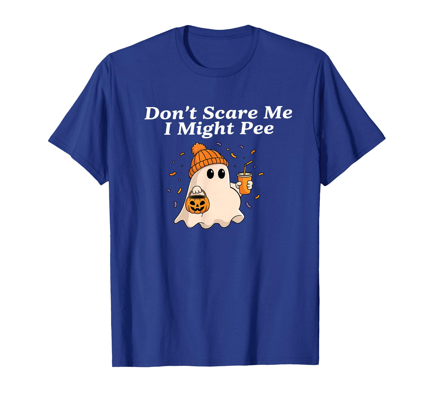 Don't Scare Me I Might Pee Funny Halloween Pregnant Ghost T-Shirt