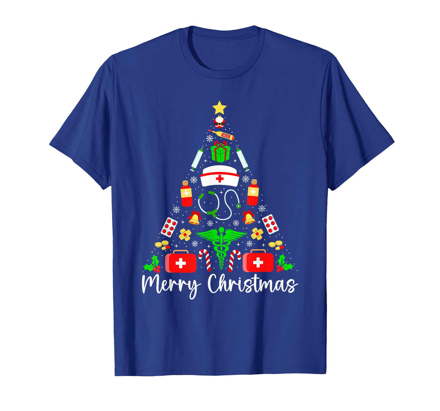 Merry Christmas Nurse Tree Funny Xmas Scrub Nursing Women T-Shirt