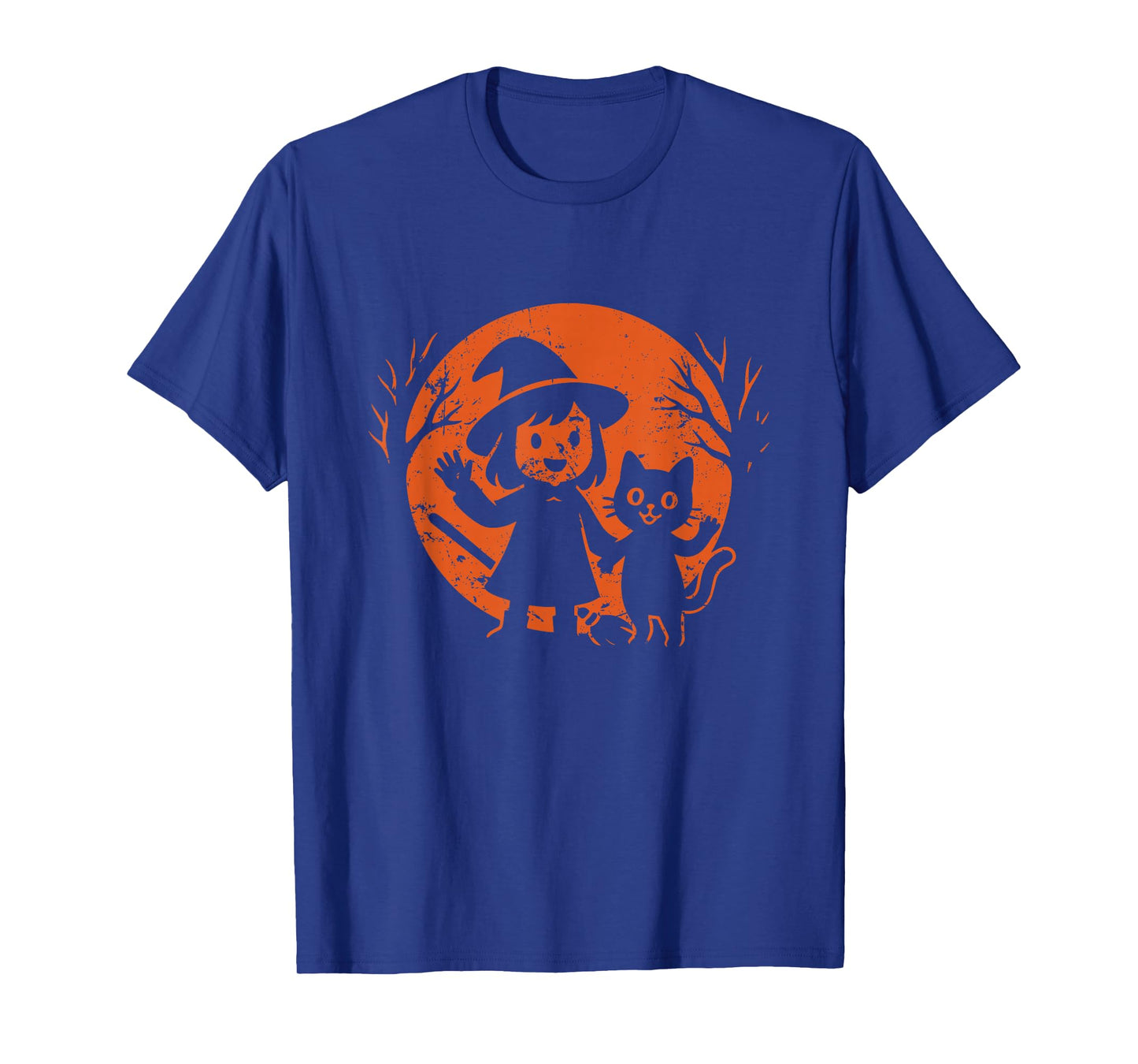 Little Witch and Cat Halloween Moon T-Shirt