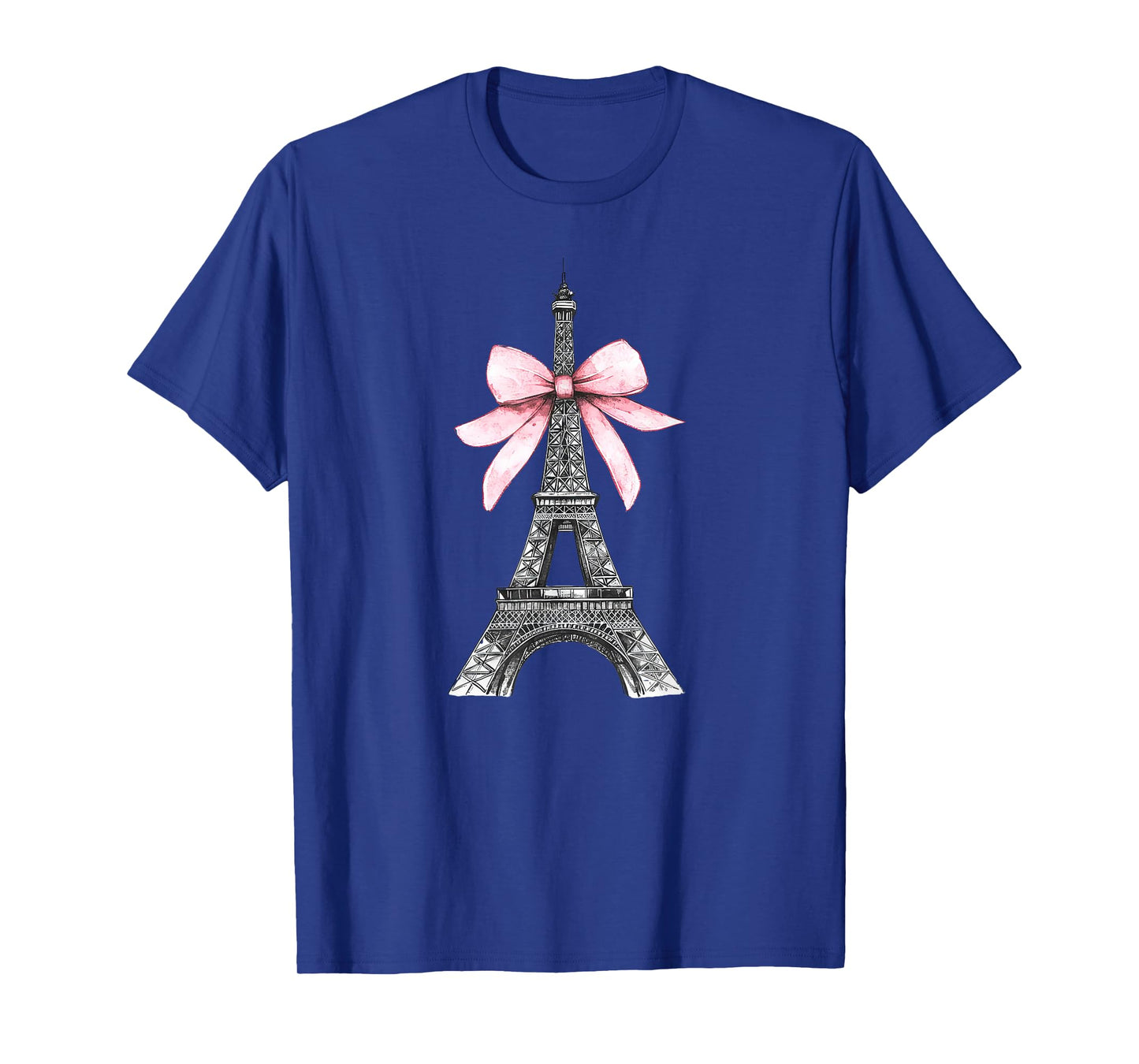 Romantic Paris Eiffel Tower with Pink Bow Vintage Art T-Shirt
